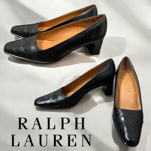 Vintage Ralph Lauren Leather Silvia Pumps SZ 6 Women |‎ Black Heels | Women Shoe